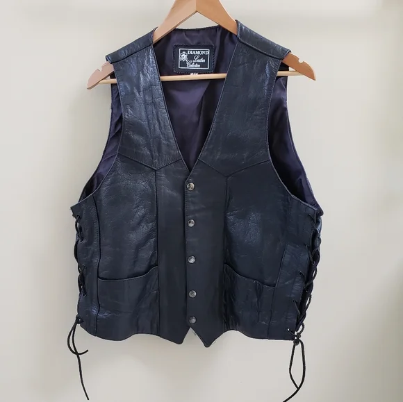 Vintage Leather Vest with laced sides - Picture 1 of 7